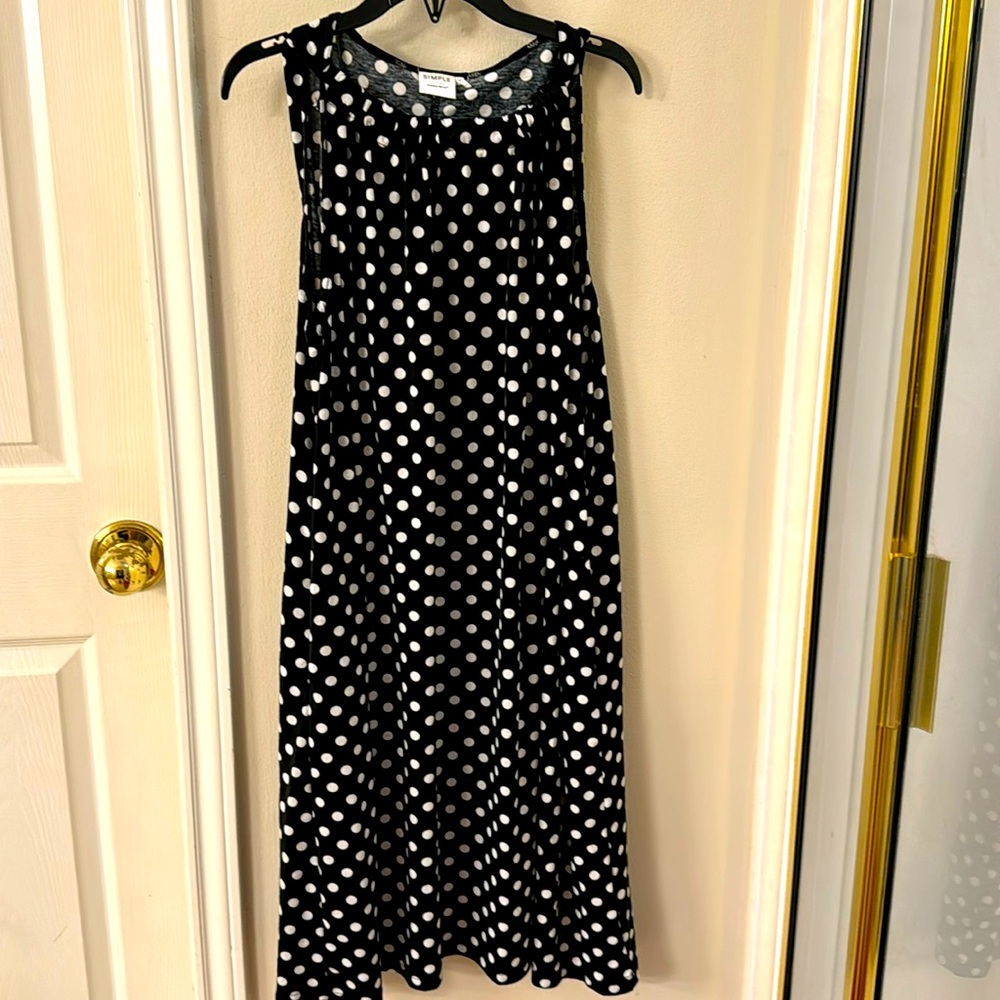 Preloved black polka dot dress large